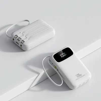 3C-Zertifizierung 22,5W Super-Schnellladung Mini-Powerbank mit integriertem Kabel 20000mAh Kapazität mobile Stromversorgung Blitzladung