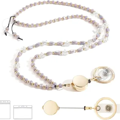 Neues grenzüberschreitendes Bestseller-Lanyard mit bunten Kristallperlen, Schlüsselband für Ausweishalter und ID-Badges, dehnbare Halskette LANYARD