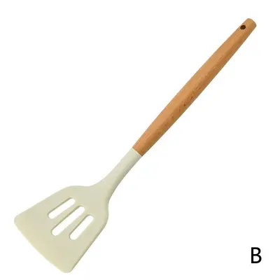 Haşlanma önleyici ve yüksek sıcaklığa dayanıklı masif ahşap silikon spatula spatula seti çorba kaşığı ev mutfak eşyaları mutfak ev pişirme kaşığı tencere - 8