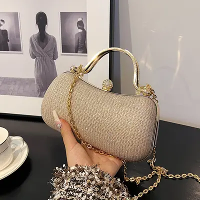 Women's Rhinestone Chain Evening Bag with Crossbody Strap - 3