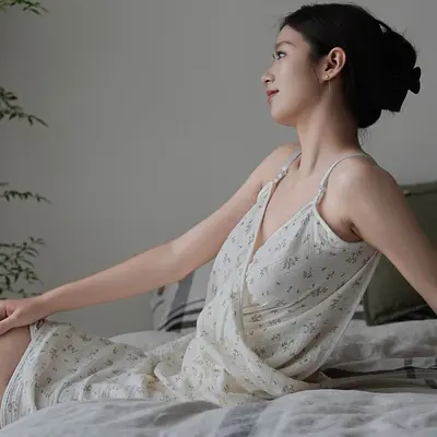 Women's hanging bathrobe, pure cotton crepe fabric, stylish one-piece bath towel, wearable or wrappable, beach towel, personalization available. - 12