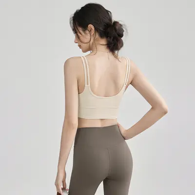 Women's Slip Yoga Tank Top with Built-in Bra Pads, Backless, Running and Fitness - 6