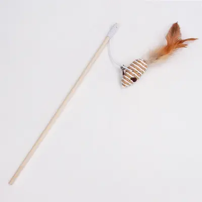Retractable Cat Teaser Wand with Bell and Replaceable Head - 12
