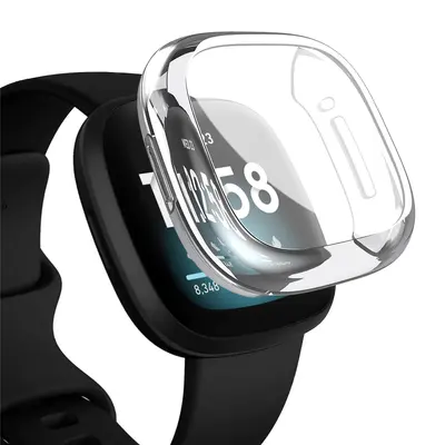Electroplated TPU Protective Case for Fitbit Versa 3 and Sense with Screen Protection - 12