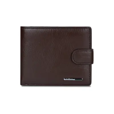 Men's Genuine Leather Short Wallet with Coin Pocket, Gift Box - 9
