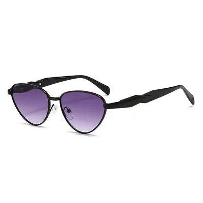 Triangle Cat-Eye Sunglasses, Metal Frame, UV Protection, Korean Style - 9