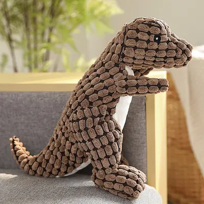 Durable Squeaky Dog Toy, Rope Knot Lizard Plush - 10