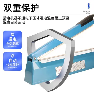 Hand pressure plastic bag sealing machine with heat shrink film cutting