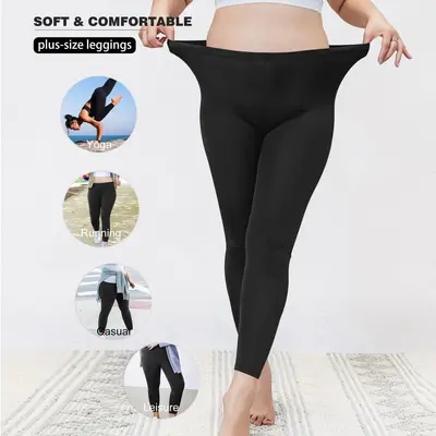 Plus Size Leggings, 1XL-5XL, Nine-Quarter, High Stretch - 4