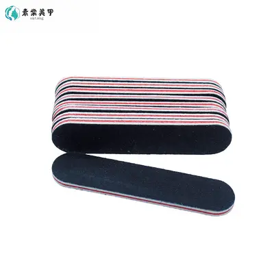 Short Black Double-Sided Nail File, Manicure Emery Board