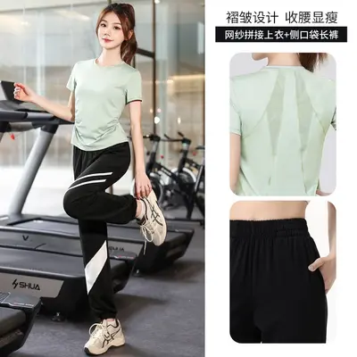 Professional Gym Yoga Wear for Women Quick-Dry Clothing 2025 New Fitness Wear Loose Sports Set Mesh Cover-Up Blouse