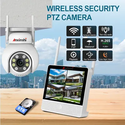 2-Megapixel 4-Kanal drahtloses WIFI-PTZ-Sicherheitskamerasystem mit bidirektionaler Audiofunktion und Monitor-Set
