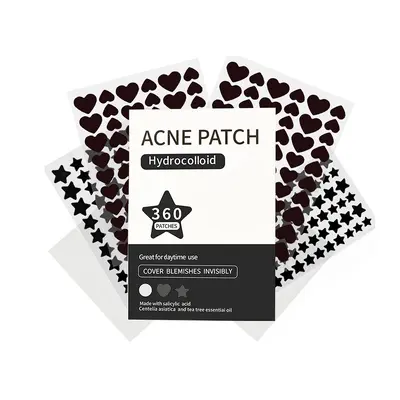 Hydrocolloid Pimple Patches, 360 Pcs, Invisible Star, Heart and Round