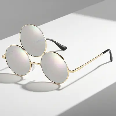 Runde Unisex-Sonnenbrille im Retro-Stil - 5