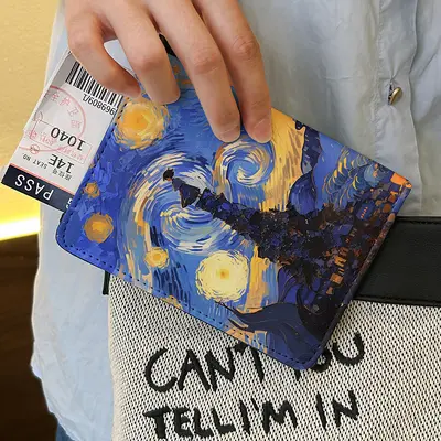 Van Gogh Yıldızlı Gökyüzü PU deri pasaport tutucu - 11