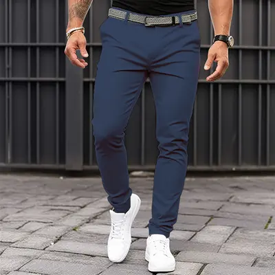Herren Uni Slim-Fit Freizeithose mit Taschen und Reißverschluss - 12