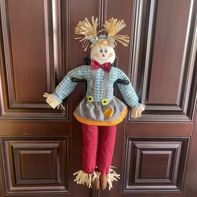 Halloween Pumpkin Straw Doll Decoration Necklace, Haunted House Party Ornament