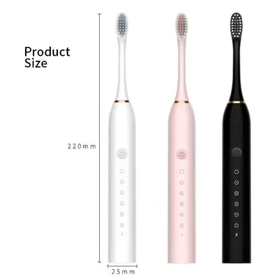 Rechargeable Silent Ultrasonic Adult Electric Toothbrush, Waterproof, Travel Size - 3