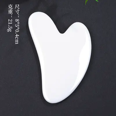Acryl-Gesichtsmassage-Set, Rosenquarz Doppelkopf-Walzen-Massagegerät, kein Jade, herzförmiges Meridian-Beauty-Gesicht-Schaber-Set. - 7