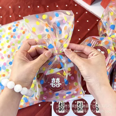 Colorful Polka Dot Gift Bags for Wedding Candy Favors and Storage