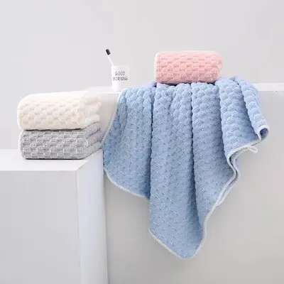 Toptan sınır ötesi saf polyester bulut desenli havlu banyo havlusu seti kalınlaştırılmış yumuşak emici sarma ev tipi banyo havlusu