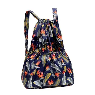 Women's Printed Backpack, Drawstring, Lightweight, Large Capacity - 13