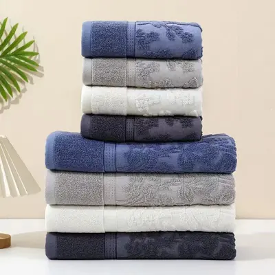 Pure Cotton Jacquard Bath Towel Set, 50×90/70×140 cm