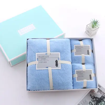 Korallen-Samtbadetuch 3er-Set mit Geschenkbox - 12