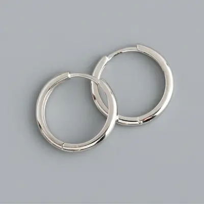 925 Silver Hoop Earrings Korean Style Hypoallergenic - 10