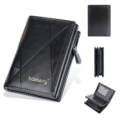 baellerry Men's Short Wallet, Zipper, Multi-Card Slots, Retro - 6