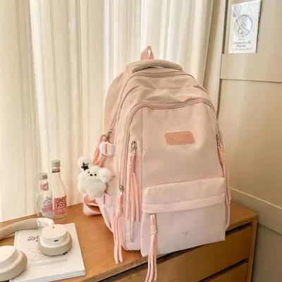 Girls' School Backpack, Large Capacity, Letter Print - 8