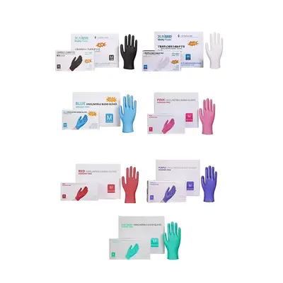 Disposable Nitrile Gloves Colored Auto Repair Beauty Food Grade Nitrile Gloves Cross-Border Special Spot Stock Factory Direct Sales