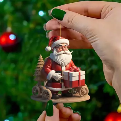 Akrilik Noel Baba Asılı Süs, Noel Ağacı Süsü