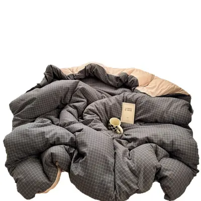 Grade A Mother and Baby Super Soft Four-Piece Set Water-Washed Cotton Bed Sheet Duvet Cover Student Dormitory Fitted Sheet Three-Piece Set Bedding 4