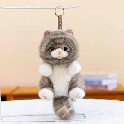 Cute Calico Cat Plush Keychain, Ragdoll Cat Bag Pendant for Girls