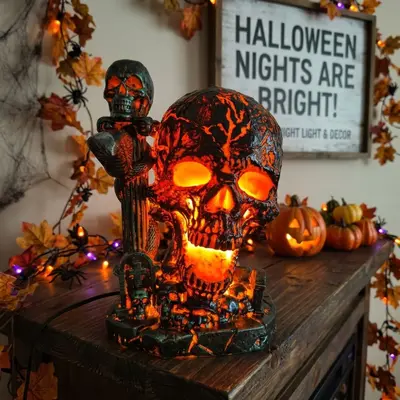 Halloween Skull Garden Light, Resin Decorative Craft