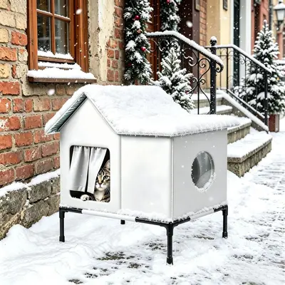 Sokak kedileri için kapalı kedi evi, su geçirmez, soğuğa dayanıklı, dört mevsim