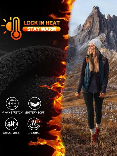 Kadın Polar Astarlı Yüksek Bel Tayt, Kış, Cepli, Spor Yoga Pantolonu - 3