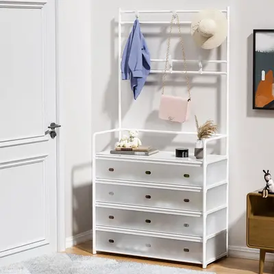Metal Shoe Rack and Multifunctional Coat Stand, Modern Home Storage Rack