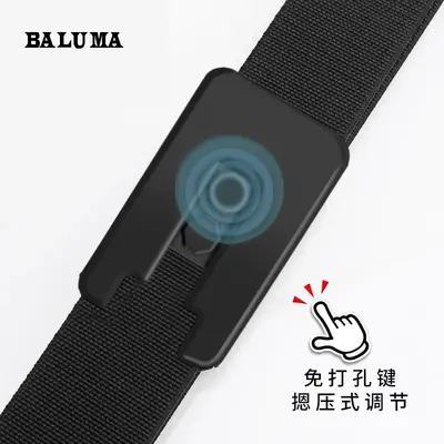 Barroma High-Elastic Canvas Leather Belt Men's Nylon Tactical Waist Belt Fashion Interchange Buckle Belt Versatile Trouser Belt