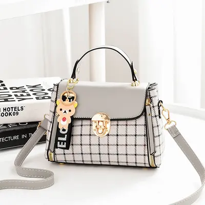 Plaid Women's Handbag, Single-Shoulder Strap Bag with Charm - 10
