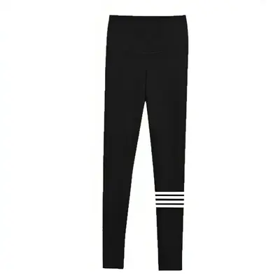 Graue Damen-Leggings mit vier Streifen, lange Sporthose - 6
