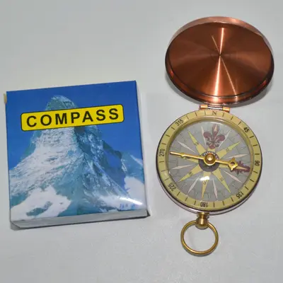 G54 retro pusula, bronz kapaklı, metal kasa, cep saati tarzı - 1