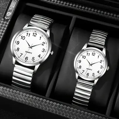 Large digital dial men's watch with spring elastic strap, women's watch suitable for middle-aged and elderly, activity gift quartz watch, large dial men's watch. - 10