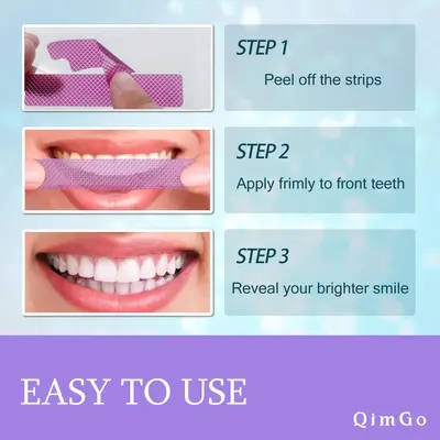紫色牙贴 干贴 去黄牙齿美白贴 Teeth Whitening Strips跨境专供