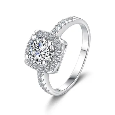 S925 silver PT950 gold-plated moissanite ring, 1 carat - 6