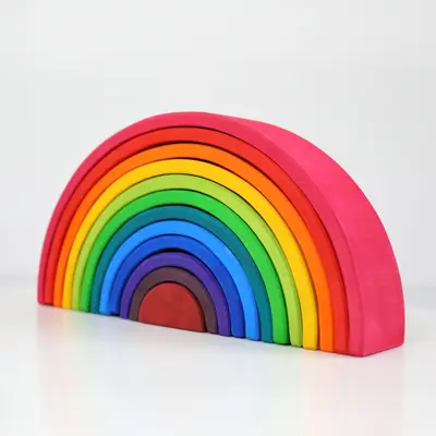 Wooden Rainbow Stacking Block Toy, Color Recognition, Ages 3-10 - 7