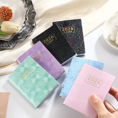 Cross-border 2027 A7 English Planner Notebook 2026 Laser Cover Weekly Planner Mini Daily Planner Notebook Wholesale