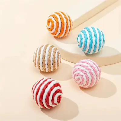 Sisal ip kedi topu, kağıt ip, çıngıraklı, etkileşimli kedi oyuncağı - 10