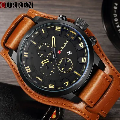 CURREN 8225 erkek saati, büyük kadran, su geçirmez, takvim fonksiyonu